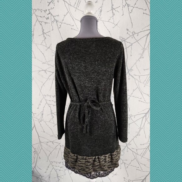 John Fashion Wool Blend Textured Floral Applique Midi Dress - Picture 4 of 6